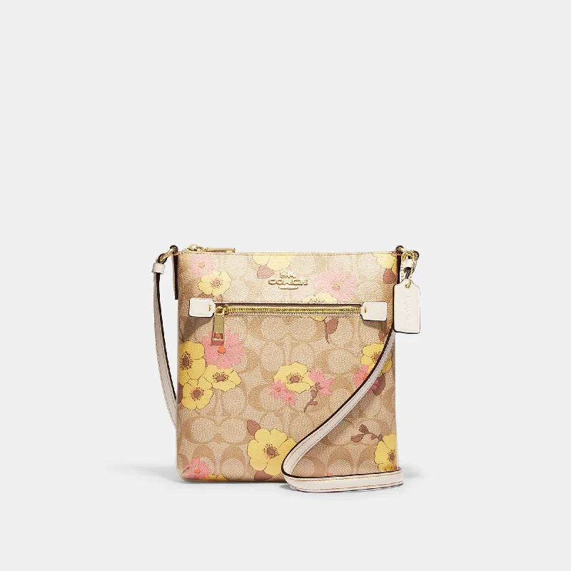 Coach Outlet Mini Rowan File Bag In Signature Canvas With Floral Cluster Print