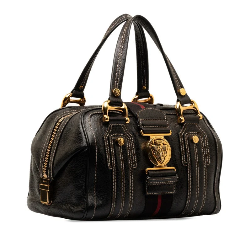 Gucci Hysteria G  Handbag Boston Bag 186235 Black Leather  Gucci