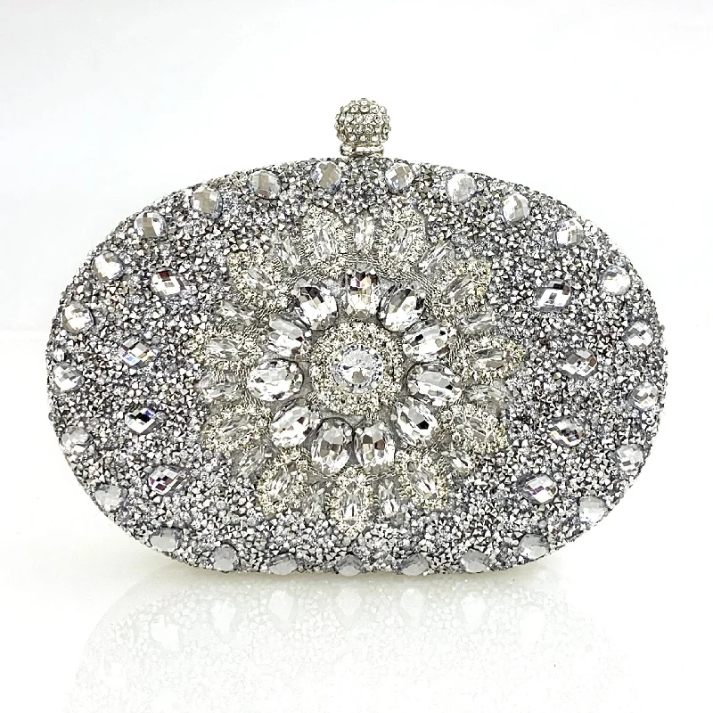 Shell full of diamonds glitter glass rhinestones wedding banquet dinner bag 736519933092