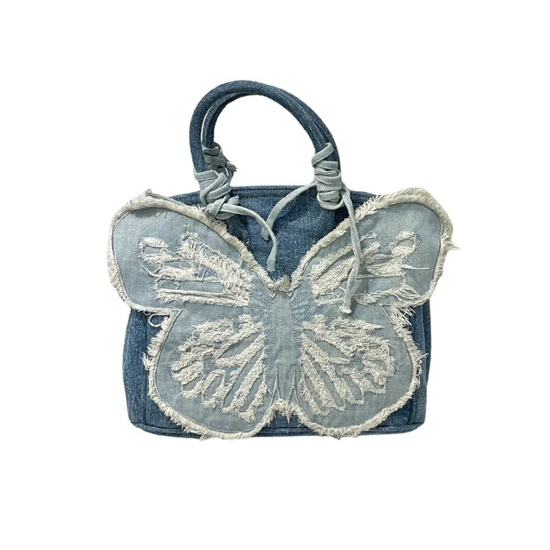 Y2K Aesthetic Denim Butterfly Handbag