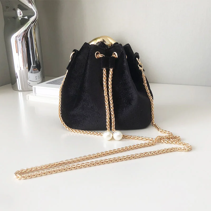 Fashion Mini Bags Women Handbags Ladies Bucket Velvet Bags Women's Messenger Bucket Bag Velvet Shoulder Purse For Girls