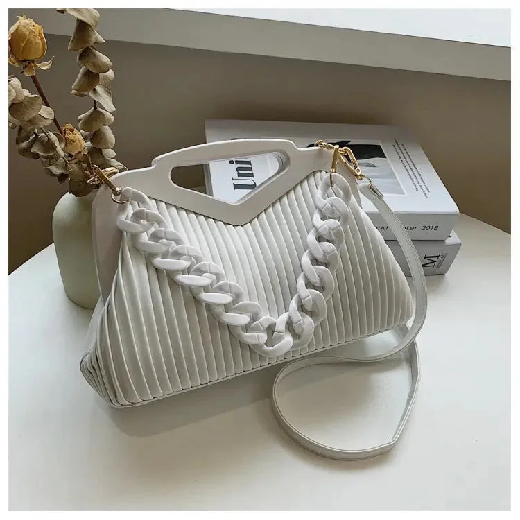 Top Brand Pleated Woman Handbag Designer Shoulder Bag for Women Clutch Purses Trendy Leather Crossbody Bags