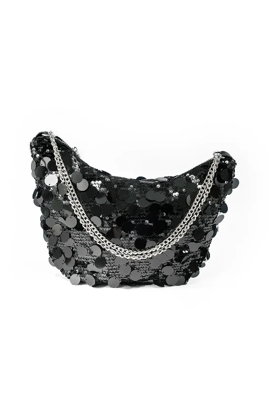 Sequins And Chain Detail Tote Bag