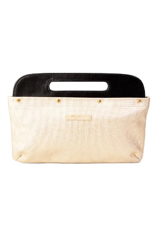 Metallic Champagne Coated Canvas Clutch Cover