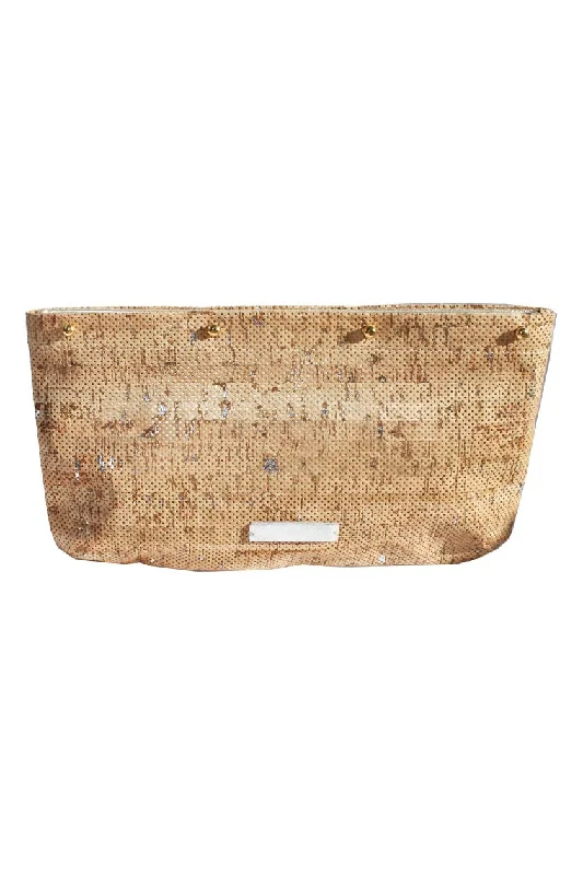 Metallic Silver Perforated Cork Clutch Cover