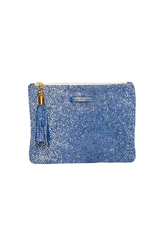 Shaker Bright Blue Stingray Tassel Clutch