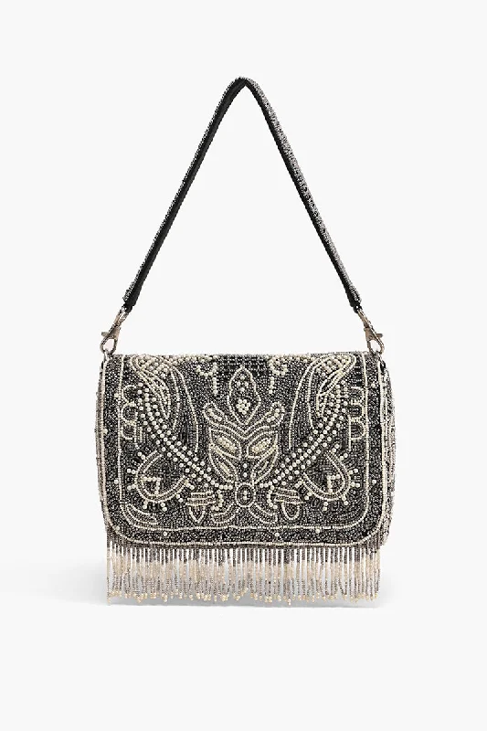 Smoked Pearl Hand Beaded Shoulder Bag