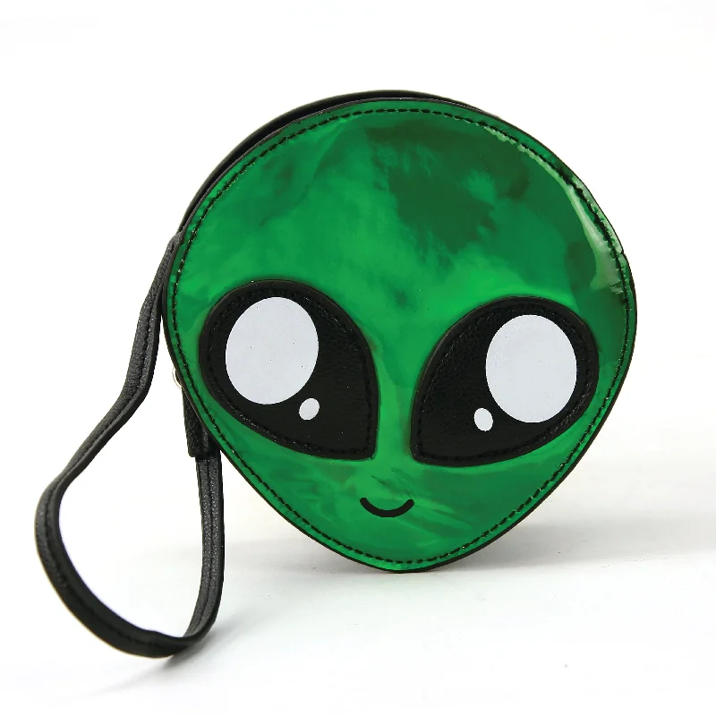 Alien Face Wristlet in Vinyl Material