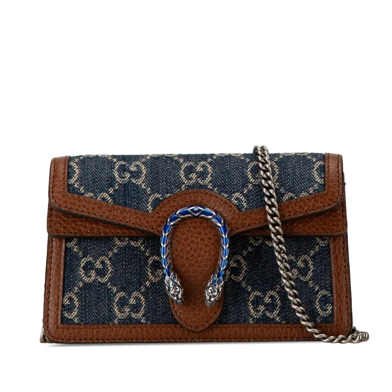 Blue Gucci Super Mini GG Denim Dionysus Crossbody Bag