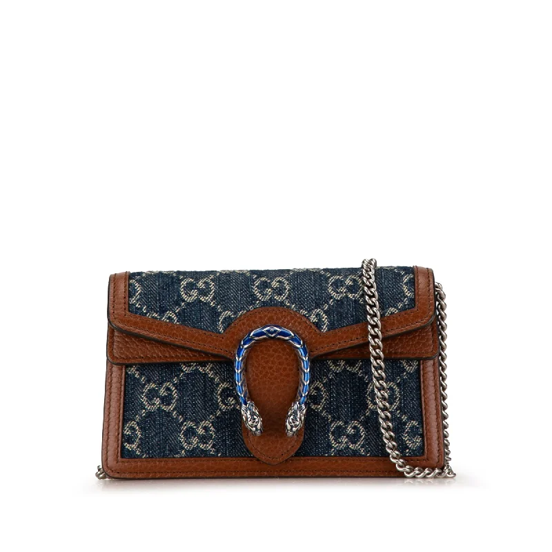 Blue Gucci Super Mini GG Denim Dionysus Crossbody Bag