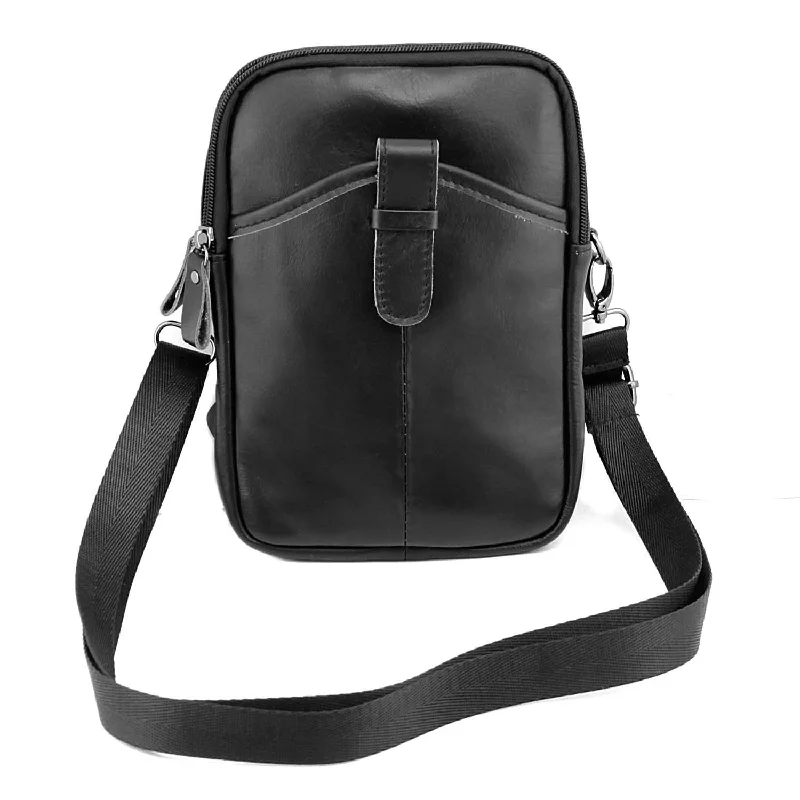 Casual Black LEATHER MENS SMALL VERTICAL Postman BAG SIDE BAGS Cool COURIER BAG MESSENGER BAG FOR MEN