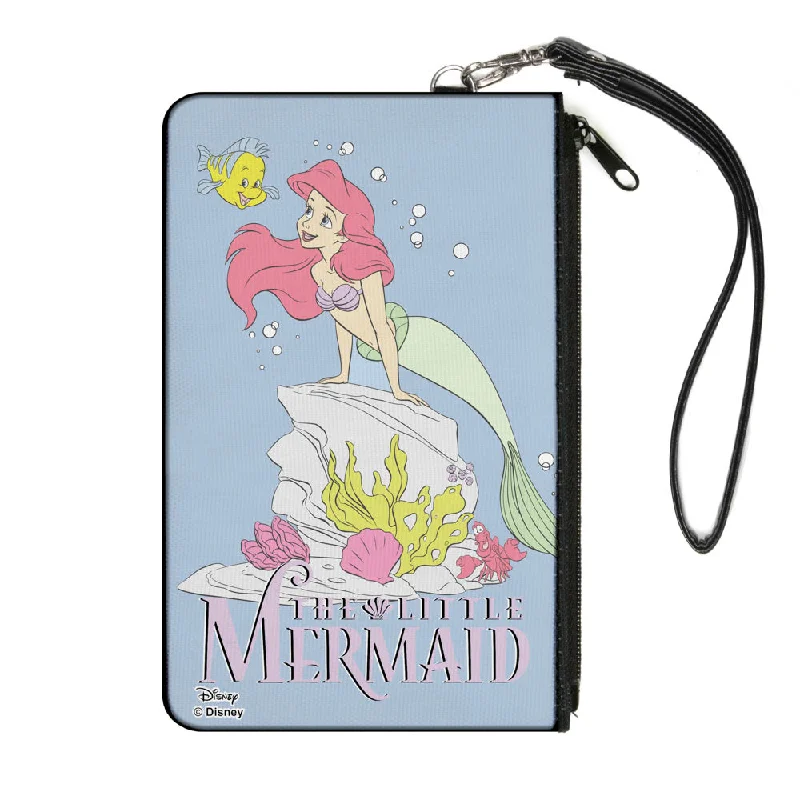 Canvas Zipper Wallet - LARGE - THE LITTLE MERMAID Flounder and Ariel Pose Blue