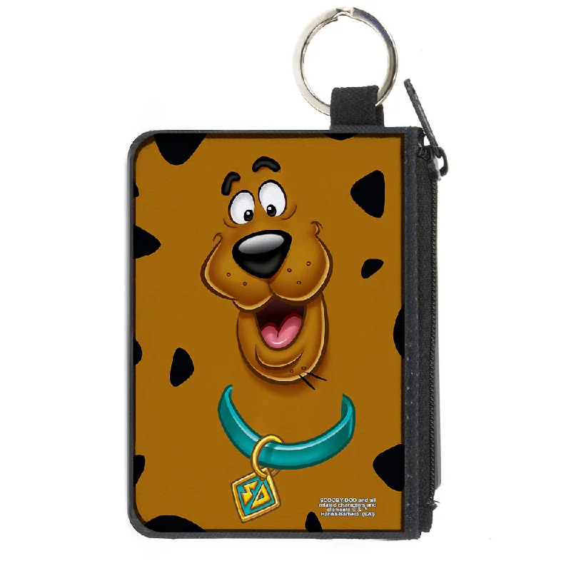 Canvas Zipper Wallet - MINI X-SMALL - Scooby Doo Smiling Face Spots Brown Black