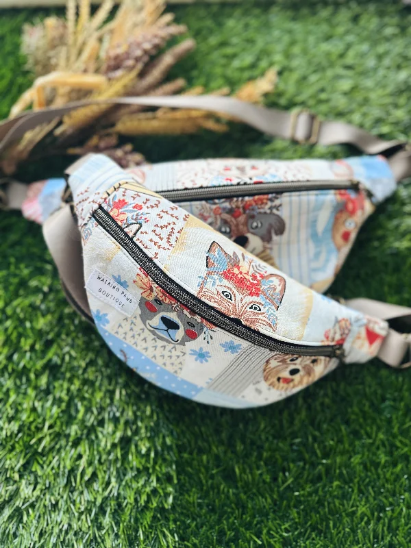 Dog faces Canvas Fanny pack, waist purse