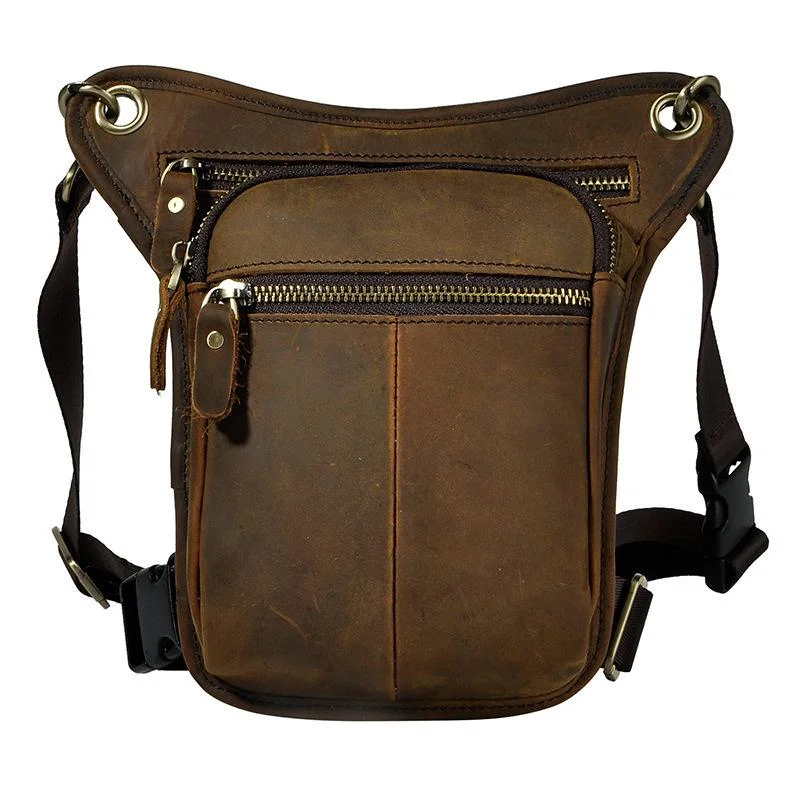 Leather Drop Leg Bag Belt Pouch Mens Waist Bag Shoulder Bag for Men