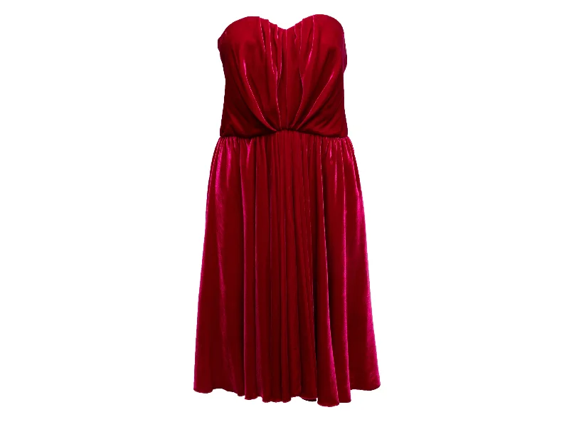 Magenta Dolce & Gabbana Velvet Strapless Mini Dress Size IT 42