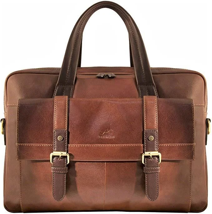 Mancini Leather Calabria Dual Compartment Laptop Tablet Briefcase