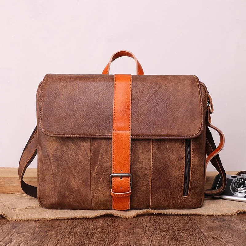 Cool Brown Leather Men's Messenger Bag Handbag Backpack Briefcase For Men