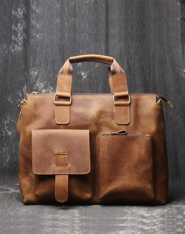 Leather Mens Briefcase 13inch Laptop Handbag Work Bag Business Bag Shoulder Bag For Men