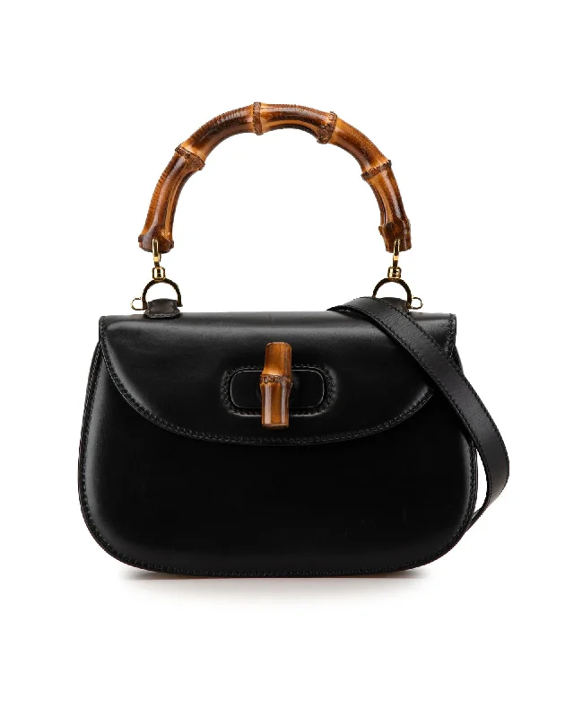 Gucci Bamboo 1947 Small Top Handle Bag in Black Leather