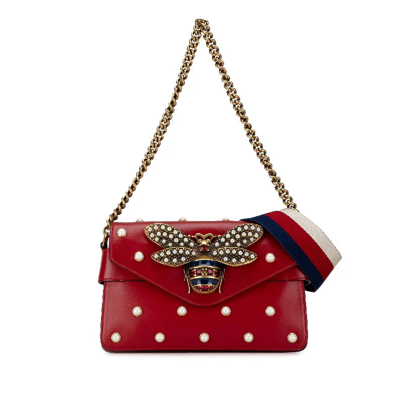 Red Gucci Mini Queen Margaret Broadway Leather Satchel