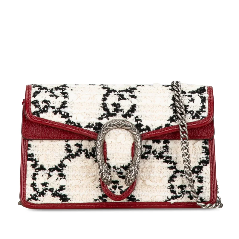 Red Gucci Super Mini GG Tweed Dionysus Crossbody Bag