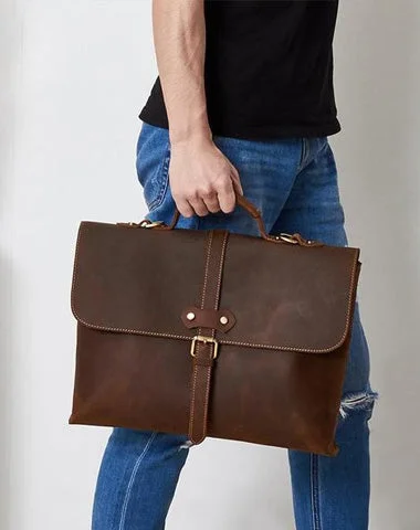 Vintage LEATHER MENS BRIEFCASE BUSINESS Bag VINTAGE 14inch Laptop SHOULDER BAG HANDBAGS FOR MEN