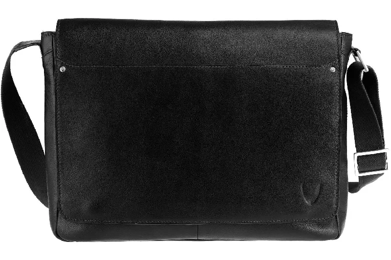 Scully Hidesign Leather Corporate Series Front Flap Messenger Laptop Brief Bag Black