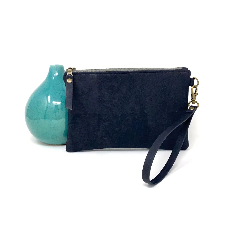 Sustainable Black Cork Wristlet