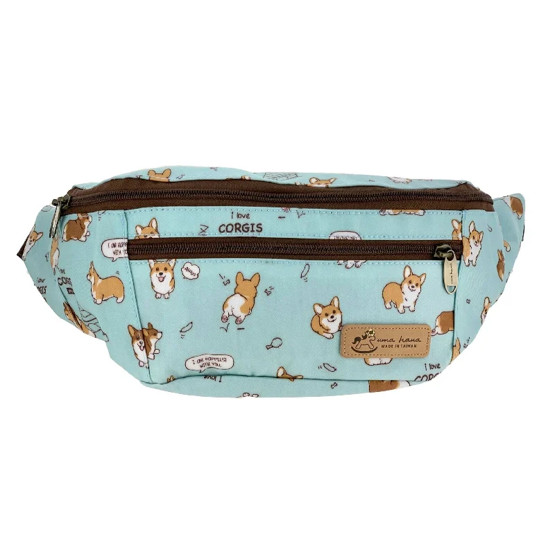 Teal Corgi Puppy Fanny Pack