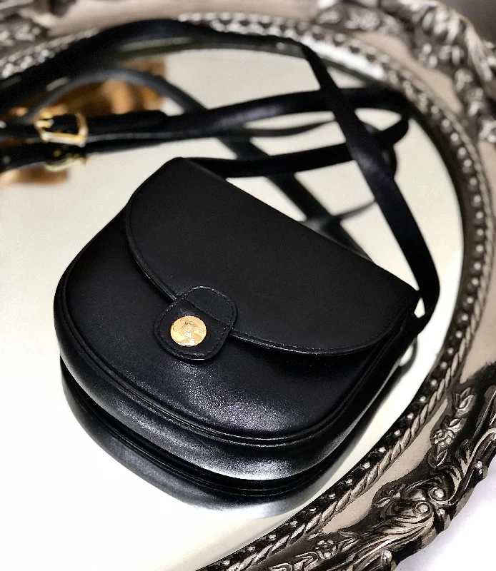 CELINE Blason Triomphe logo Small Crossbody Shoulder bag Black Old Celine Vintage xwxb4m