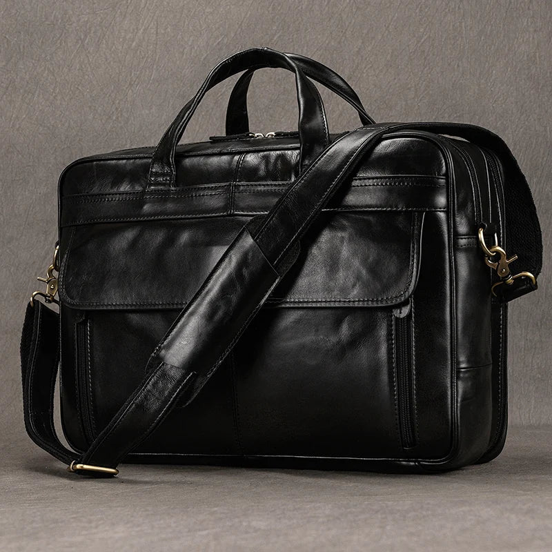 Genuine Leather Briefcase Large Capacity.