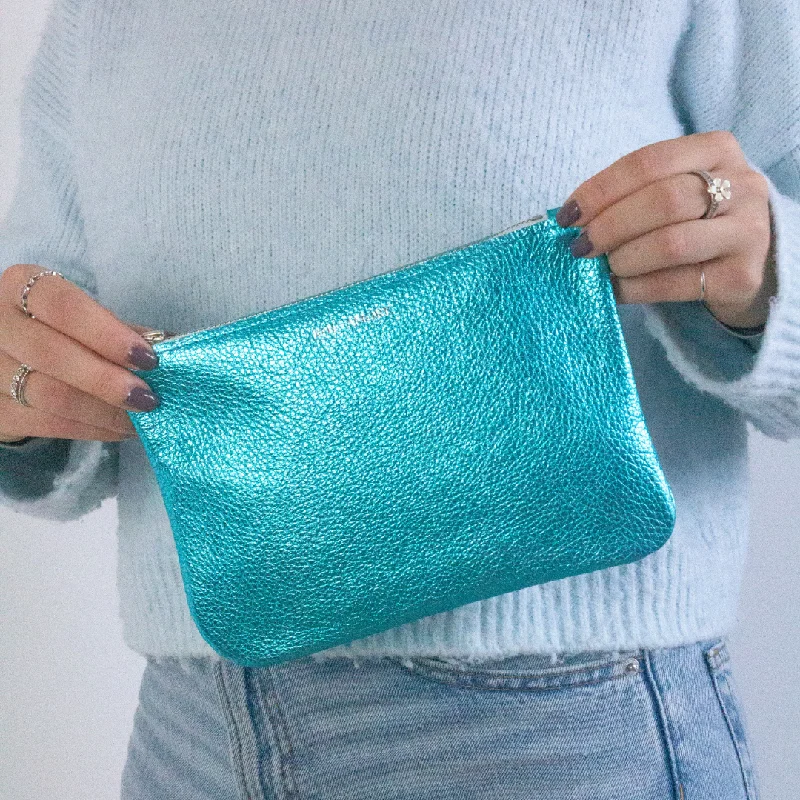 Metallic Leather Clutch Bag